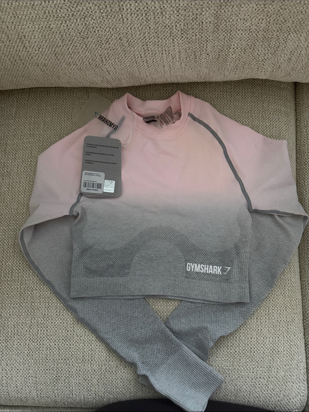 Gymshark Ombre Pink-to-Gray Seamless Crop Shirt